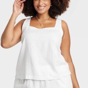White Linen Tank Top
